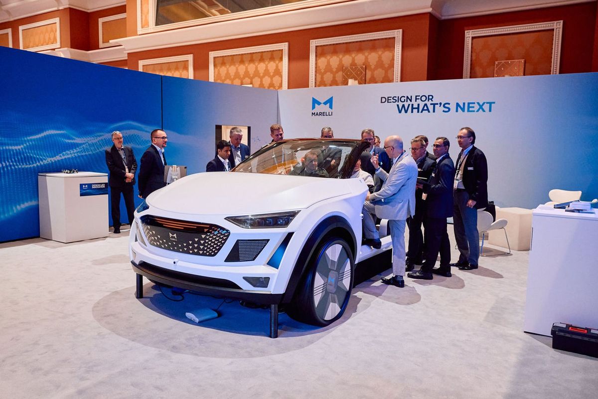 Marelli concept car on the Marelli stand at an industry event